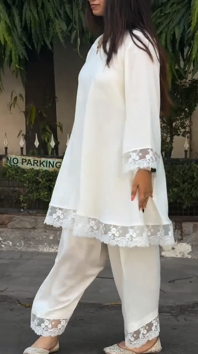 White 2Pcs Las Dress