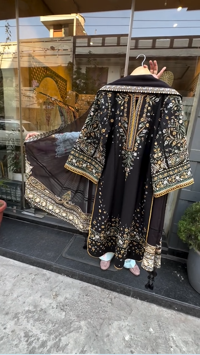 Black Embroidery Elegant Suit