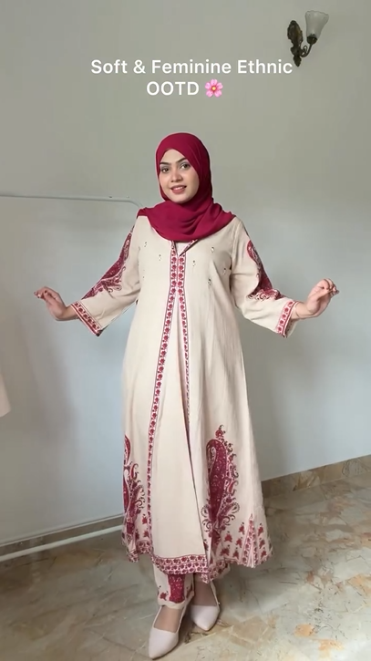 Feminine Ethnic 3Pcs Dress